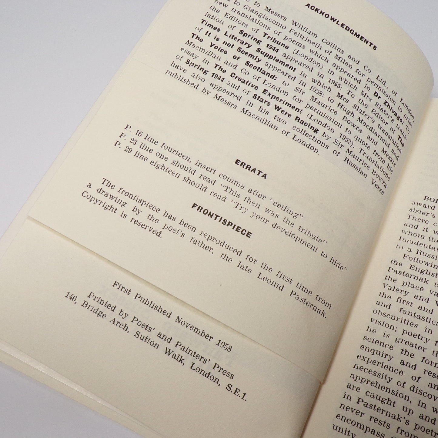 Boris Pasternak - Poems - First Edition Thus