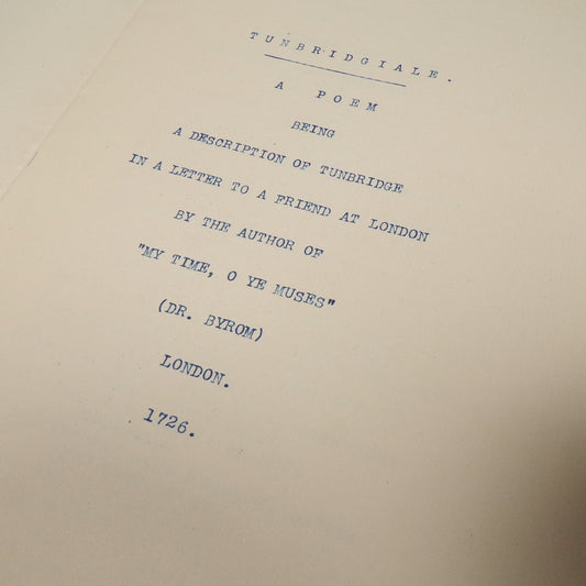Various - Typed Collection of Material Relating to Tunbridge Wells