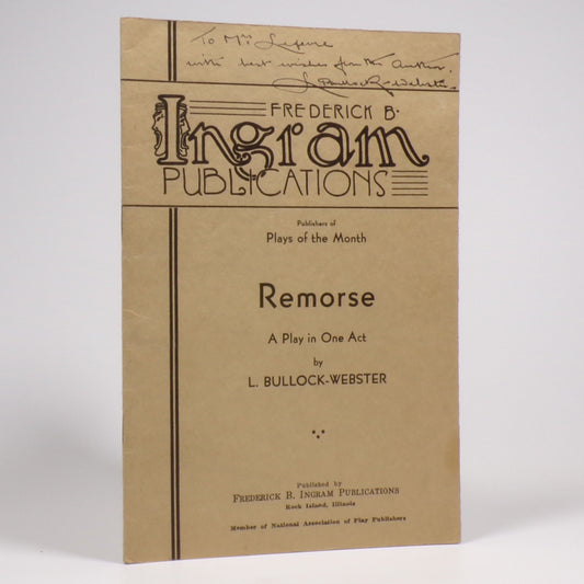 Llewellyn Bullock-Webster - Remorse - Inscribed First Edition