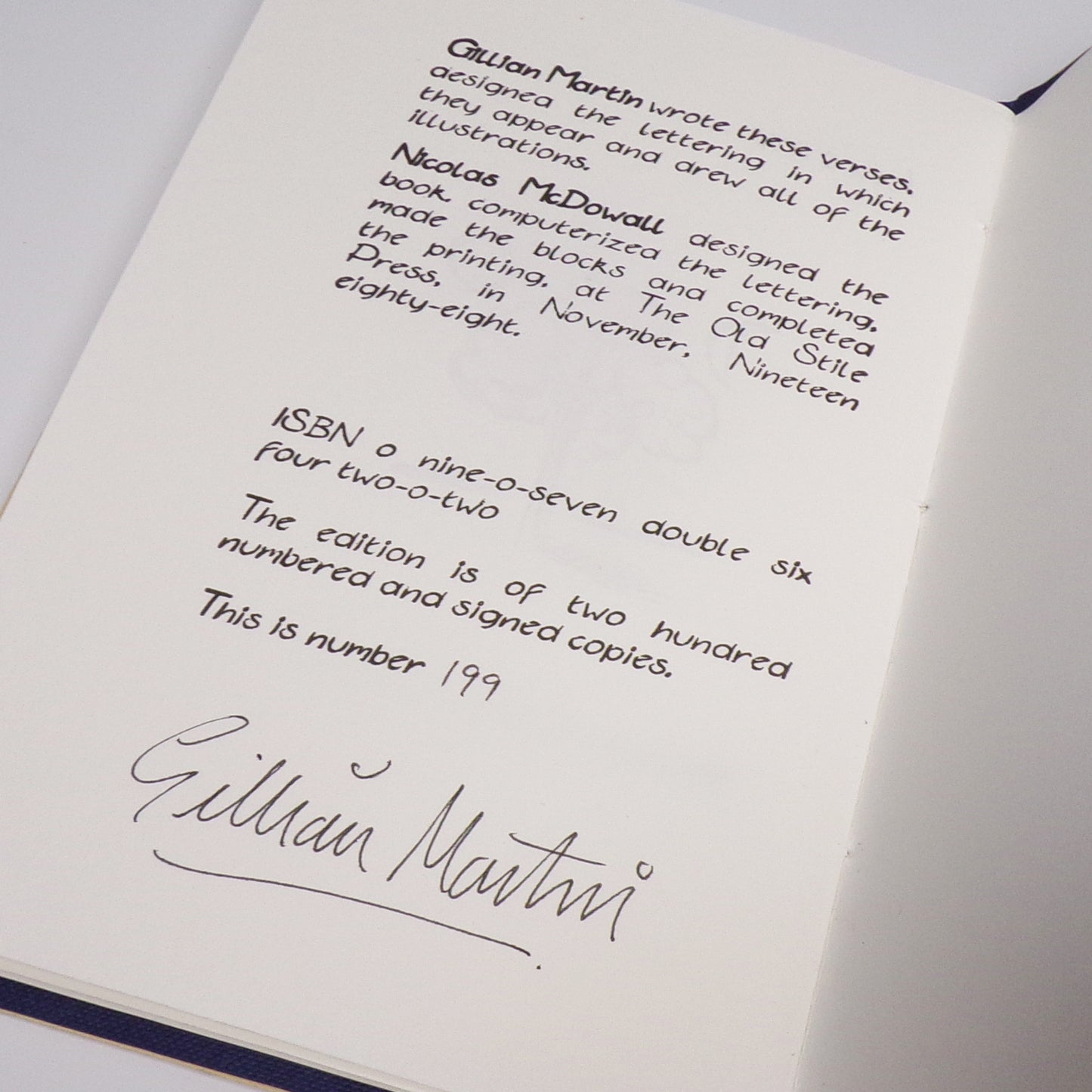 Gillian Martin - A Pear of Disconnected Verses - Signed Limited First Edition