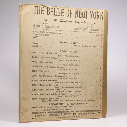Hugh Morton & Gustave Kerker - The Belle of New York - First Edition