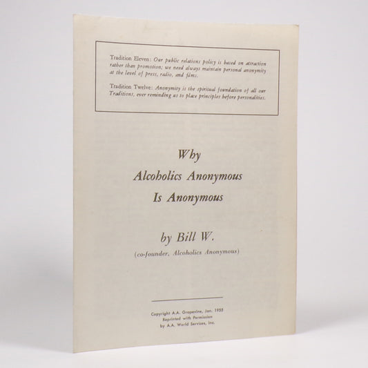 Bill Wilson - Why Alcoholics Anonymous Is Anonymous - Rare Offprint
