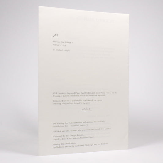 Michael Longley - Birds & Flowers - Limited First Edition