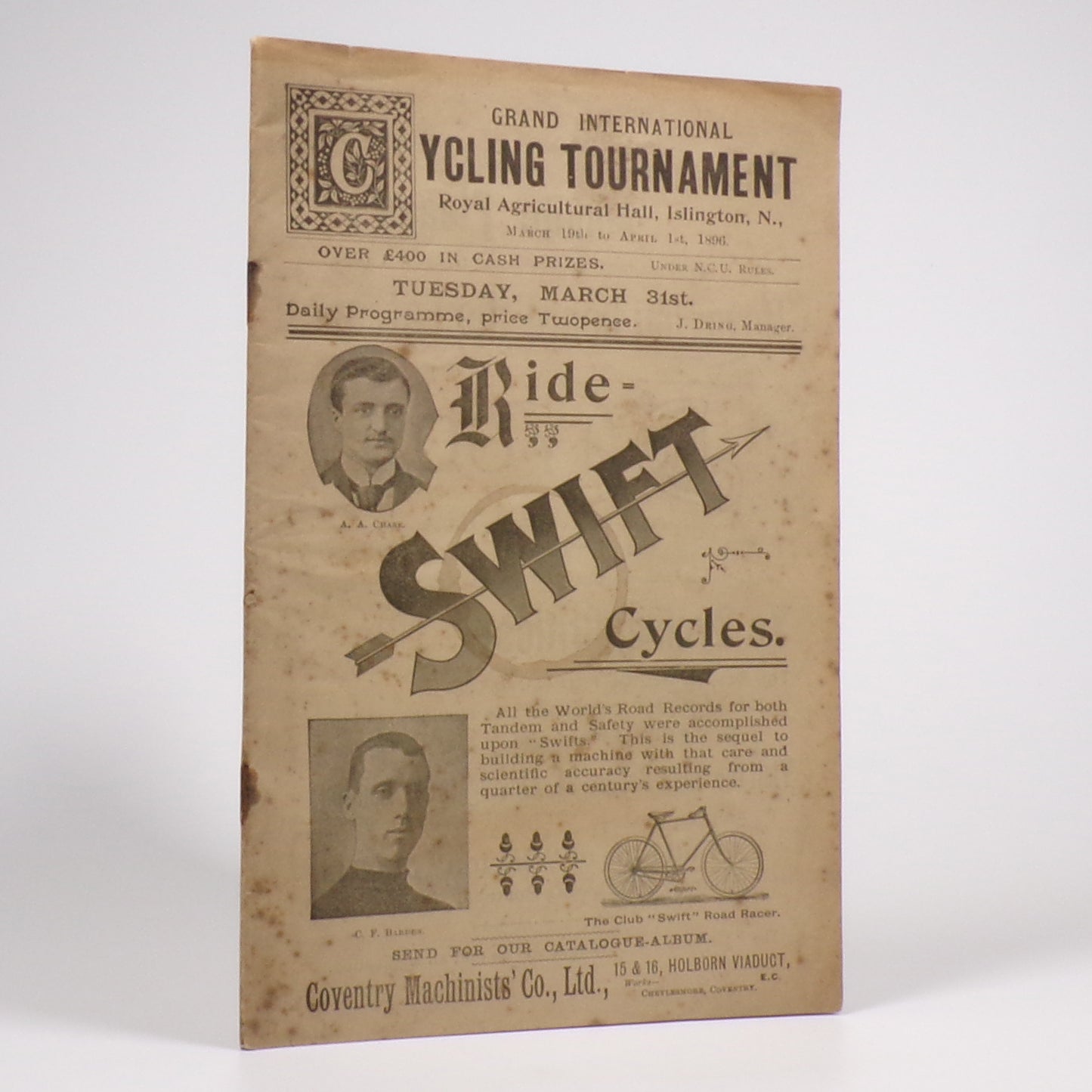 Grand International Cycling Tournament 1896 - Original Daily Programme