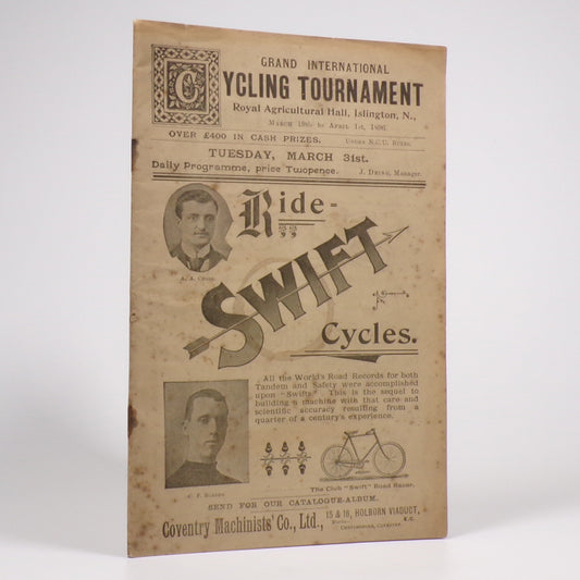 Grand International Cycling Tournament 1896 - Original Daily Programme