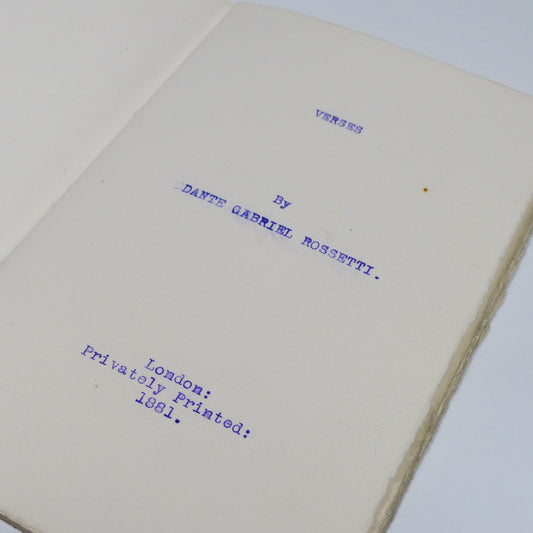 Dante Gabriel Rossetti - Verses - Privately Printed