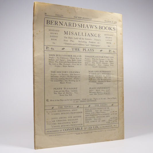 George Bernard Shaw - Common Sense About the War - First Edition