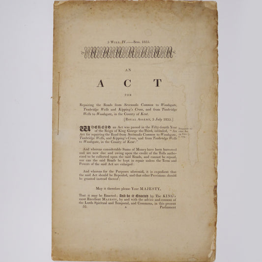 An Act for Repairing the Roads from Sevenoaks Common to Woodsgate