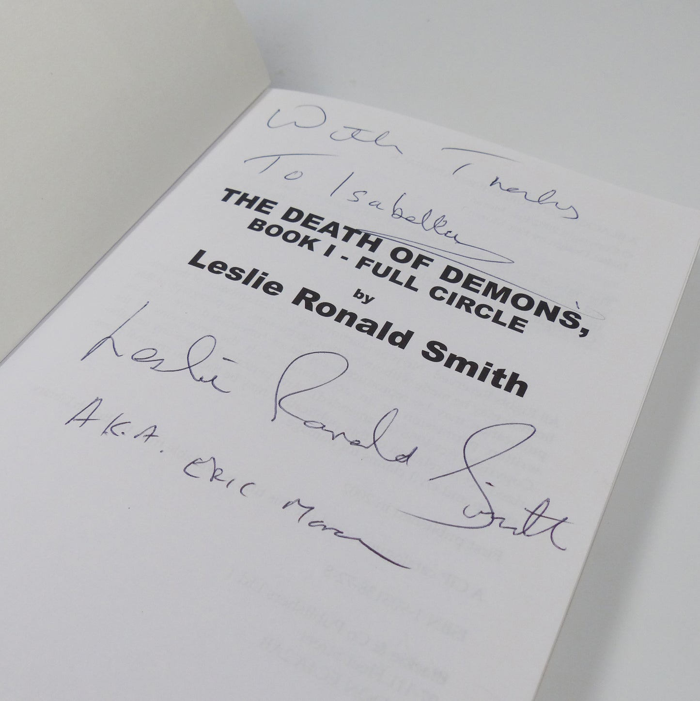 Leslie Ronald Smith - The Death of Demons - Inscribed First Edition