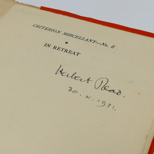 Herbert Read - In Retreat - Signed Copy