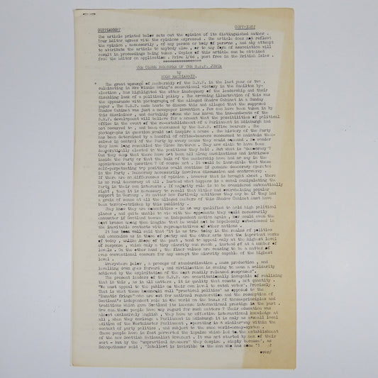 Hugh MacDiarmid - The Close Brethren of the S.N.P. Junta - Original Article