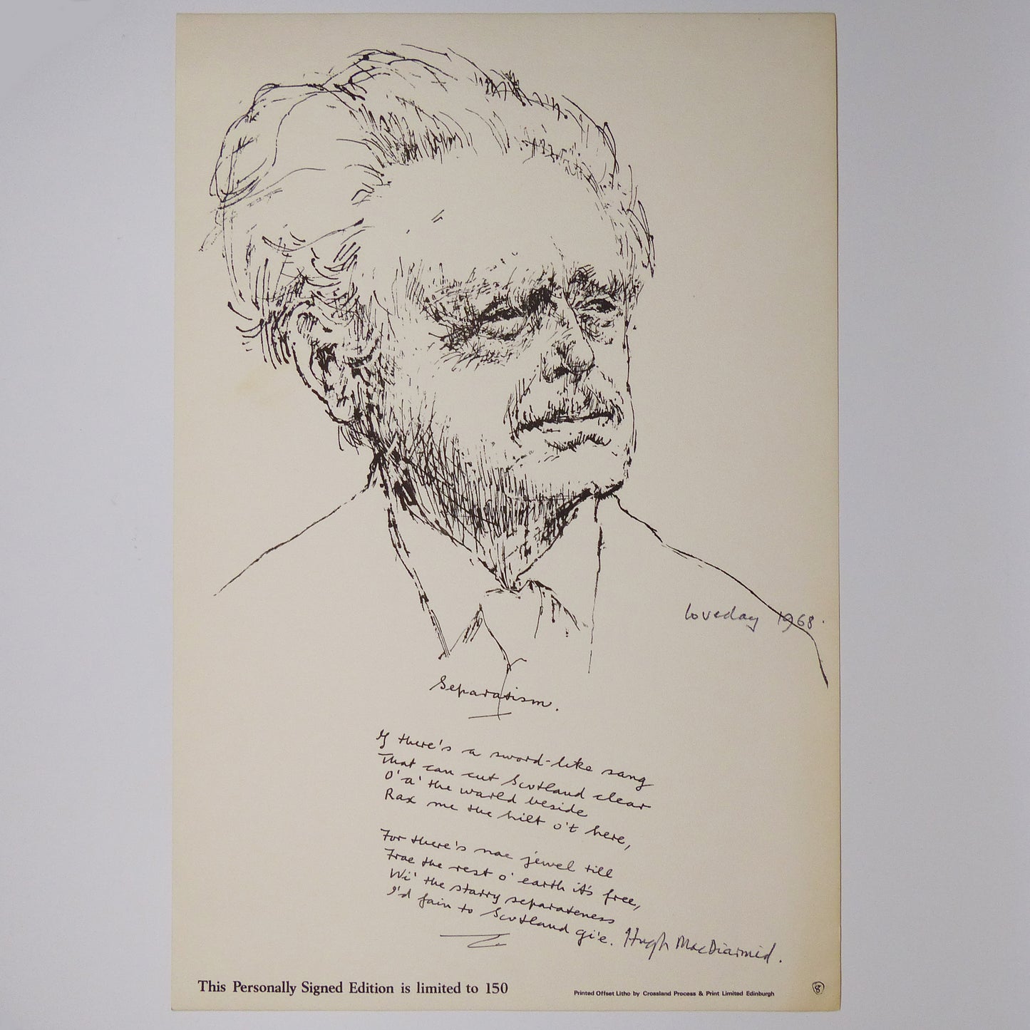 Hugh MacDiarmid - Separatism - Signed Limited Edition Print