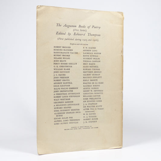 W. B. Yeats - The Augustan Books of English Poetry W. B. Yeats - First Edition