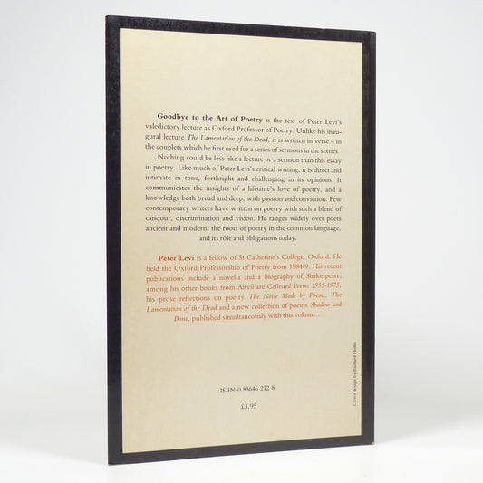Peter Levi - Goodbye to the Art of Poetry - First Edition