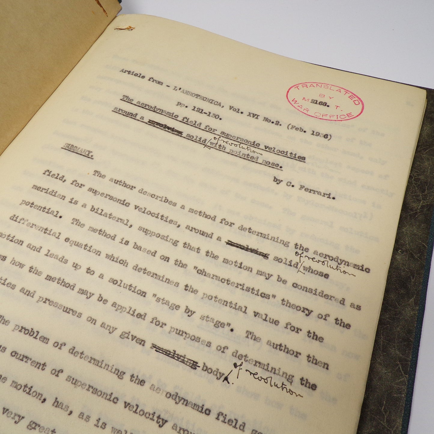 Various - Collection of papers on Aerodynamics - War Office Translations