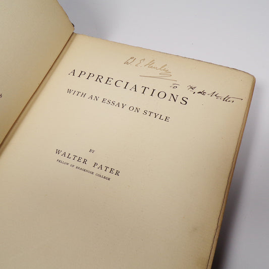 Walter Pater - Appreciations - First Edition, William Ernest Henley's Copy