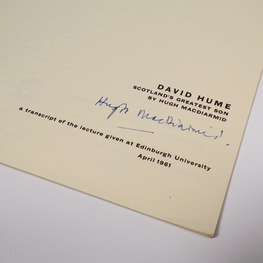 Hugh MacDiarmid - David Hume - Signed First Edition