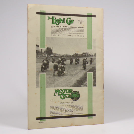 Donington Park Grand Prix Motor Cycle Races 1939 - Official Programme