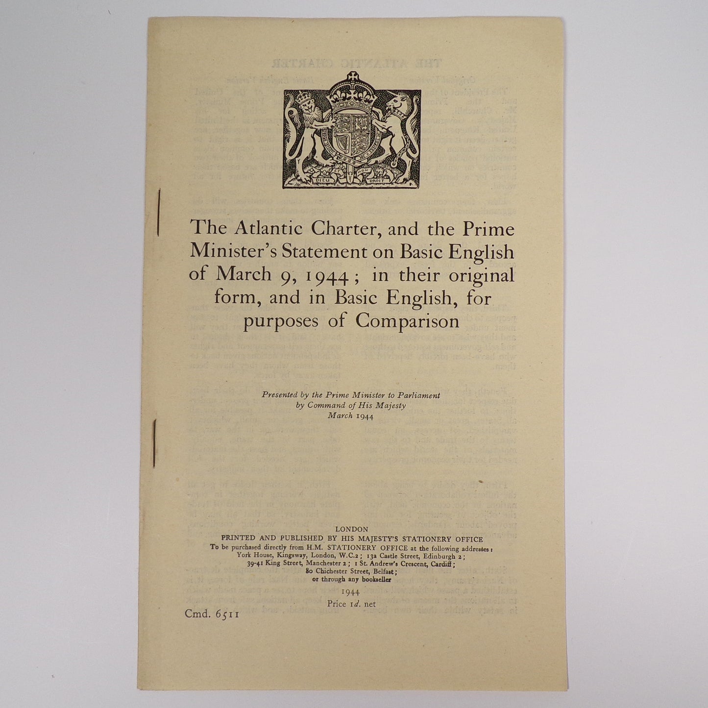 Winston S. Churchill - The Atlantic Charter - First Edition