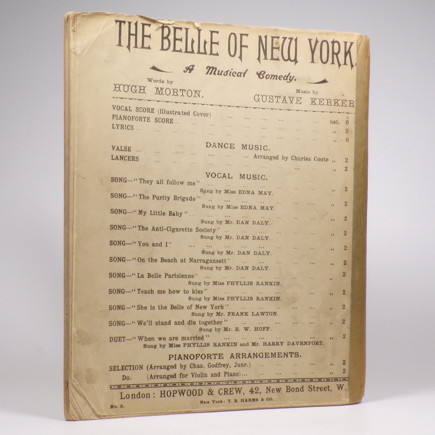 Hugh Morton & Gustave Kerker - The Belle of New York - First Edition