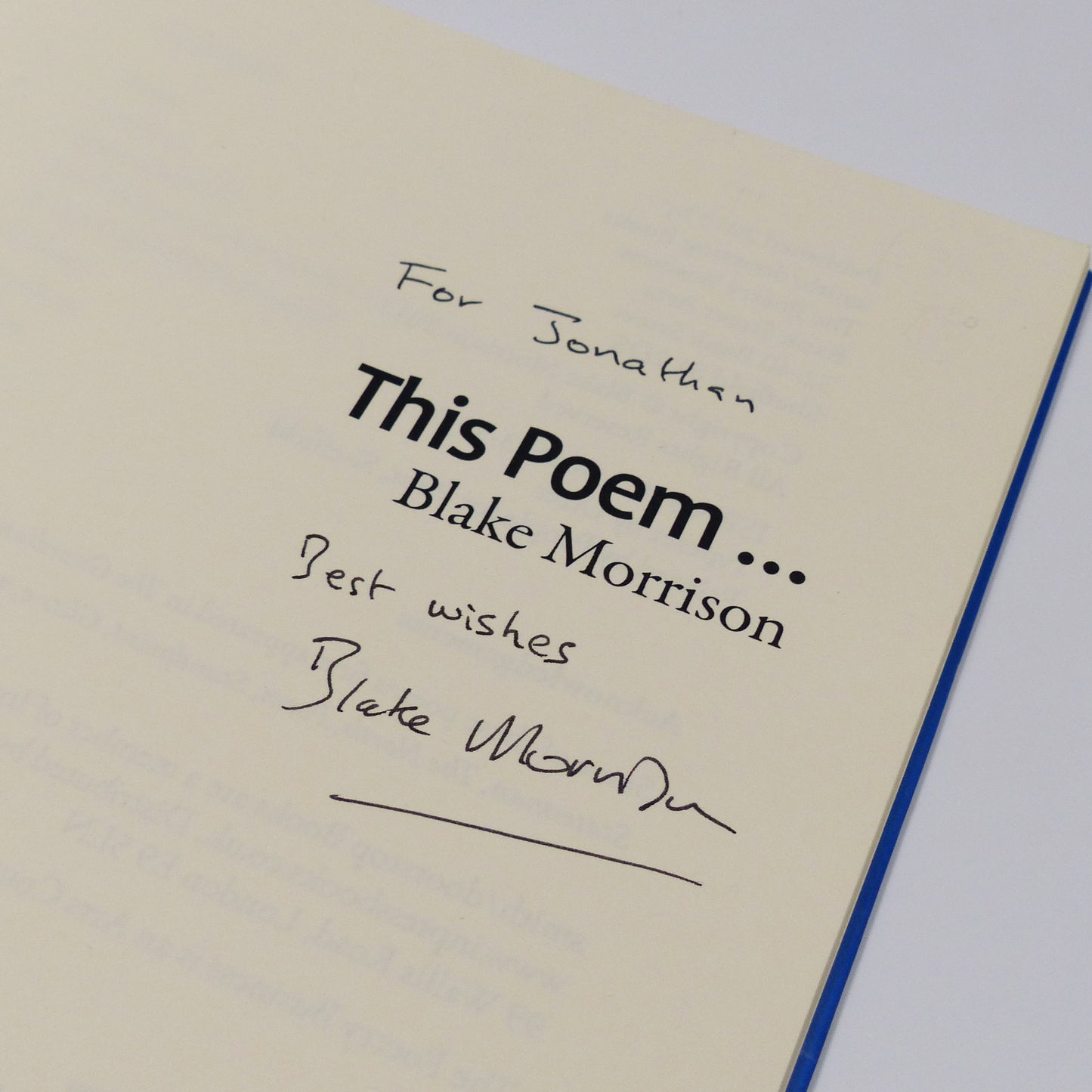 Blake Morrison - This Poem... - Inscribed First Edition