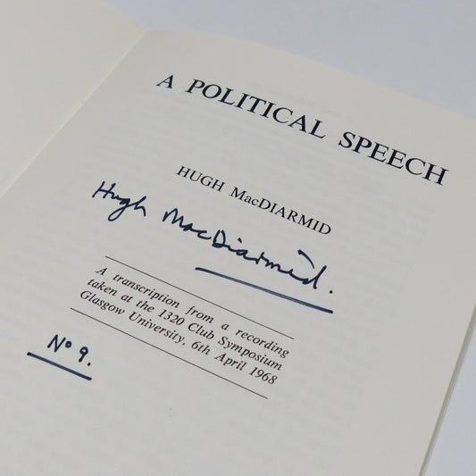 Hugh MacDiarmid - A Political Speech - Signed First Edition