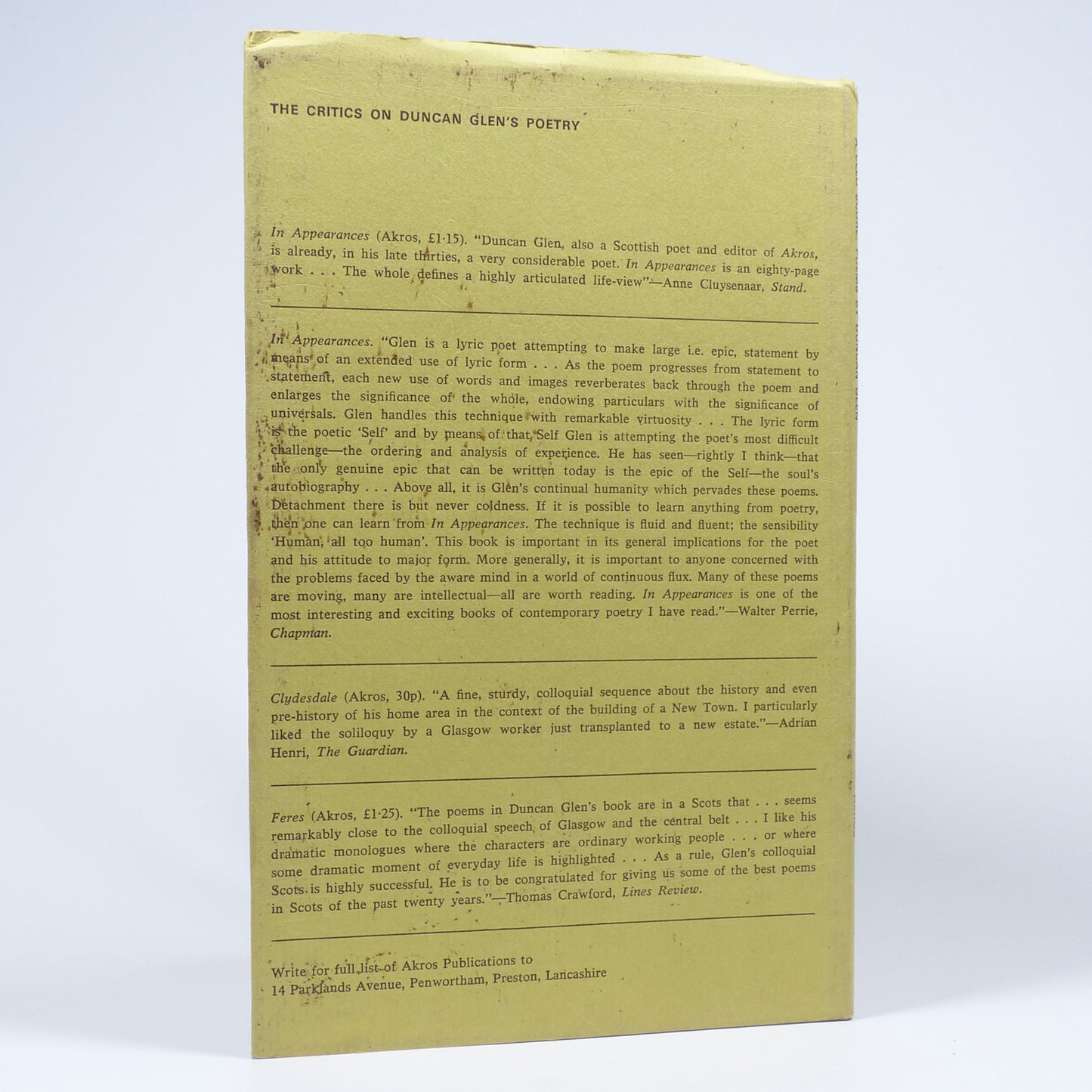 Duncan Glen - A Cled Score - Inscribed First Edition