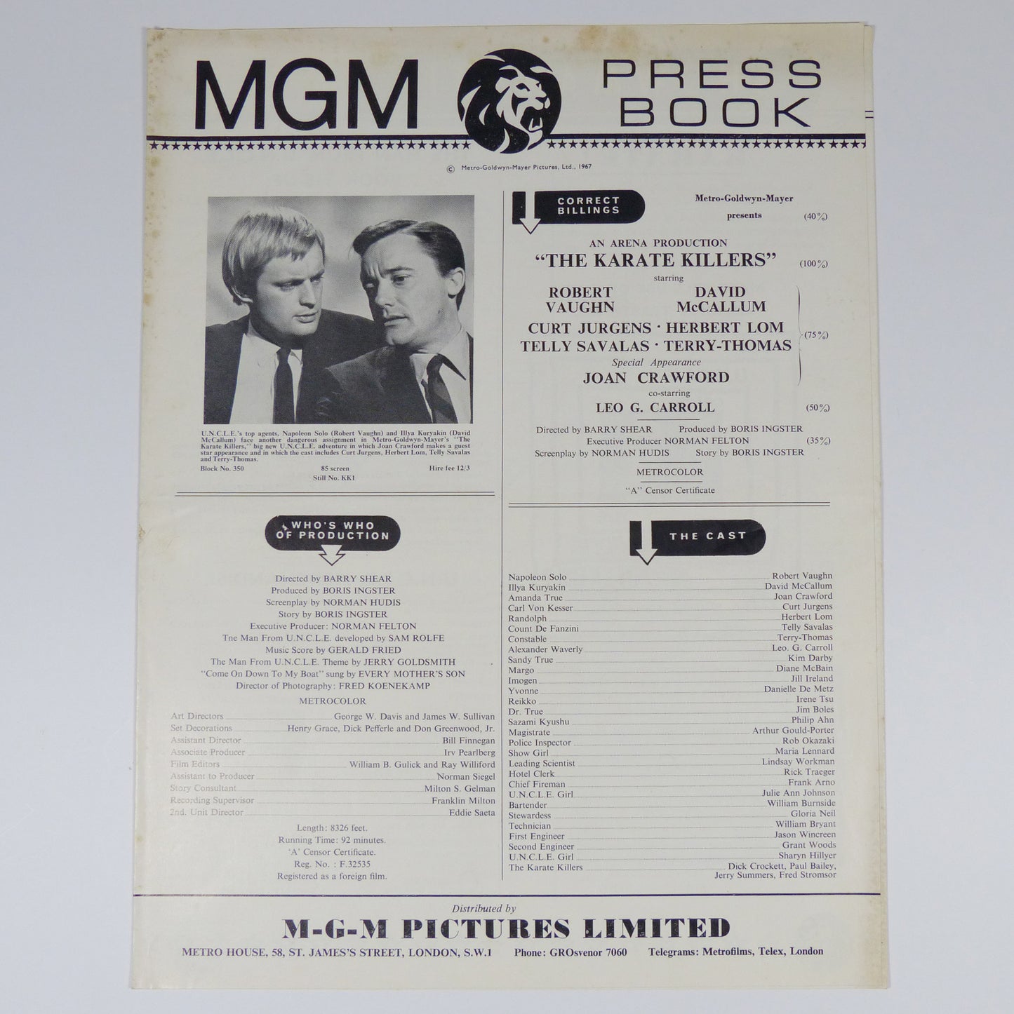 The Karate Killers - Press Book