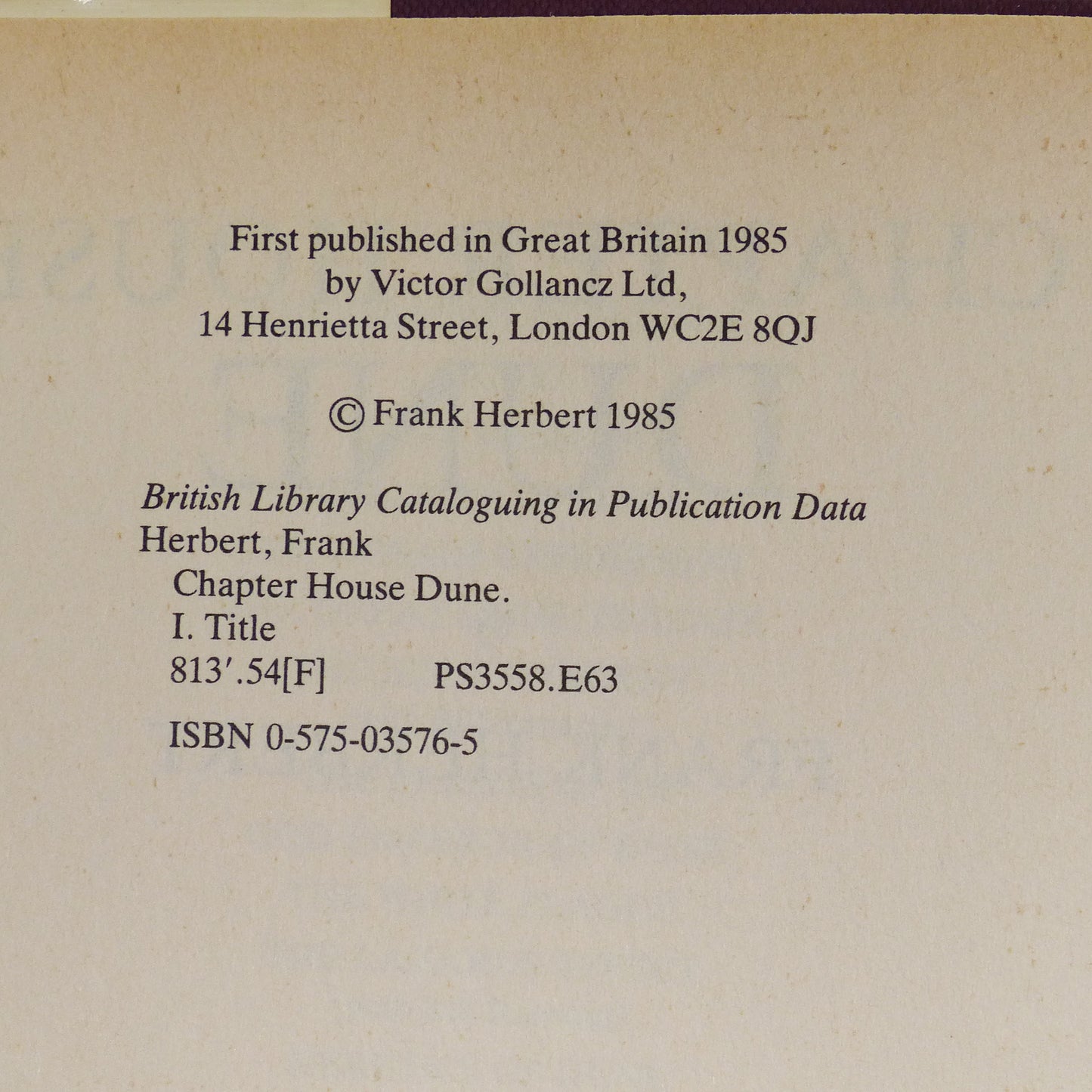 Frank Herbert - Chapter House Dune - First UK Edition