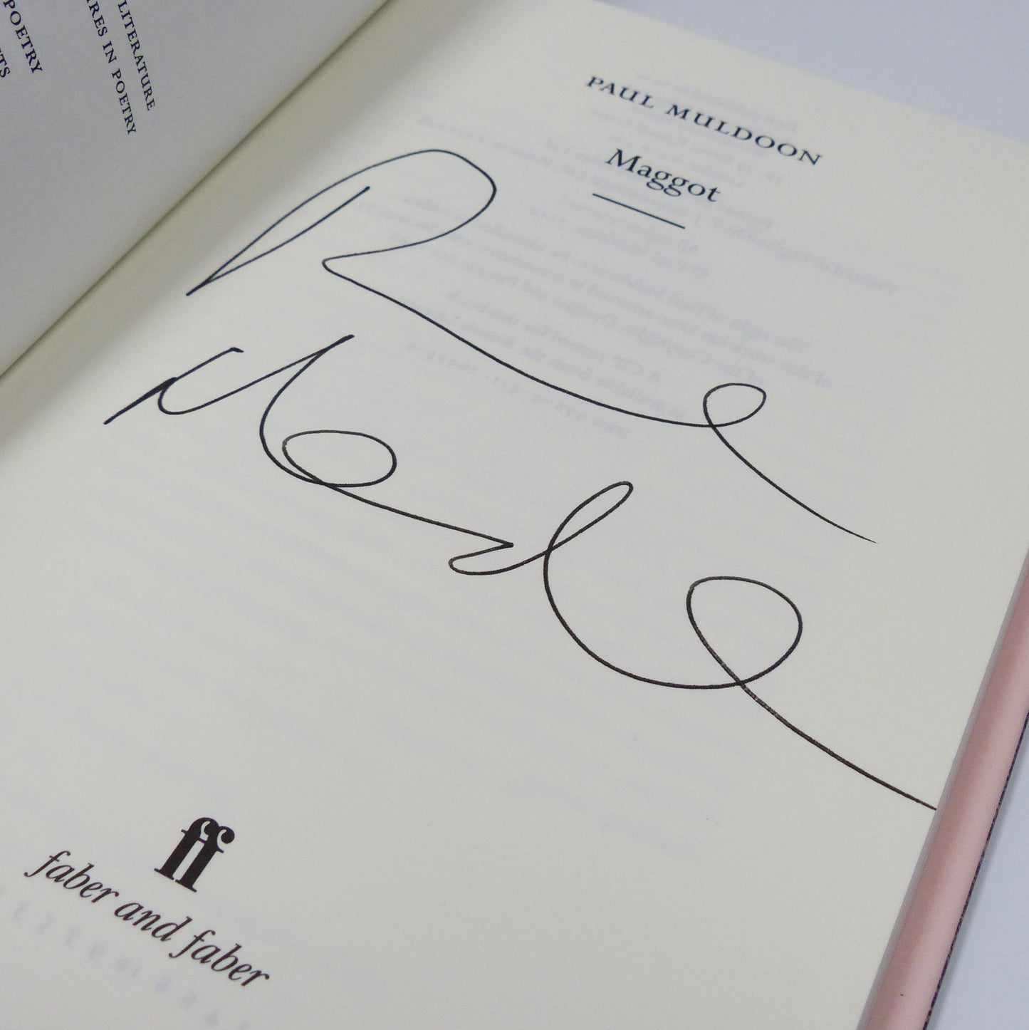 Paul Muldoon - Maggot - Signed First Edition