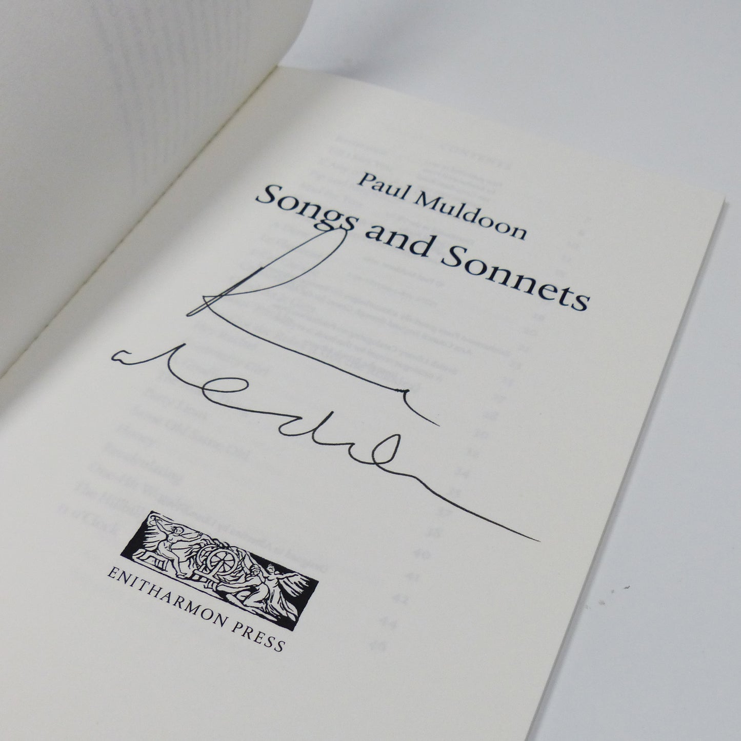 Paul Muldoon - Songs and Sonnets - Signed First Edition