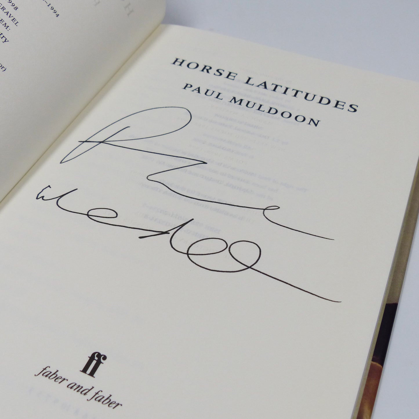 Paul Muldoon - Horse Latitudes - Signed Copy