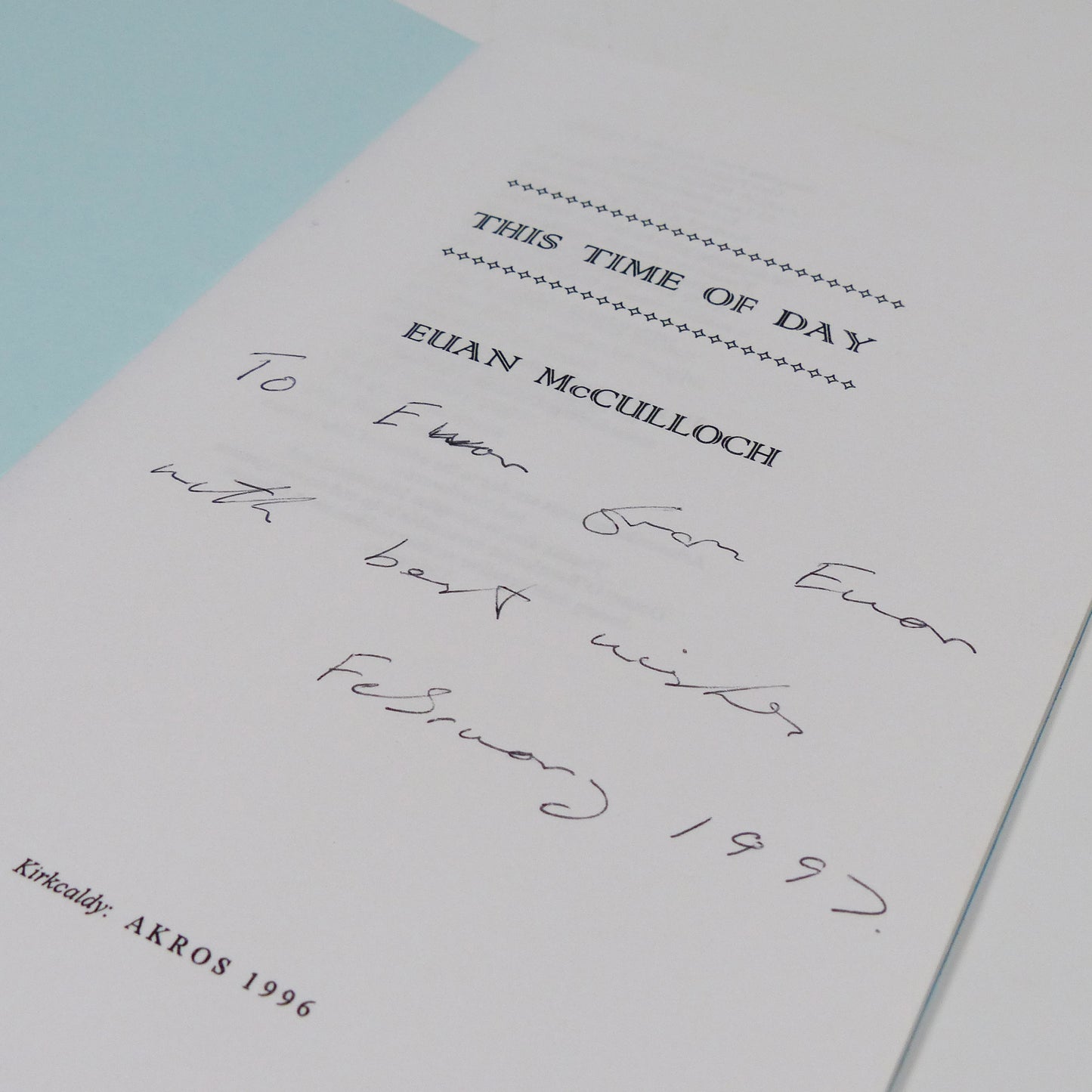 Euan McCulloch - This Time of Day - Inscribed First Edition
