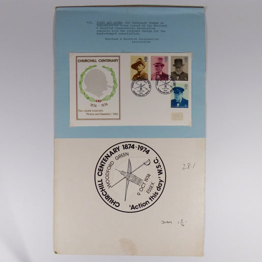 Churchill Centenary First Day Cover with Hand-stamped Cancellation Design