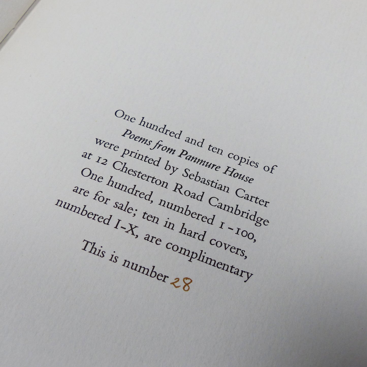 Anonymous - Poems from Panmure House - Limited First Edition