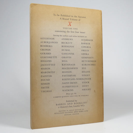 Various - X, A Quarterly Review - First Edition