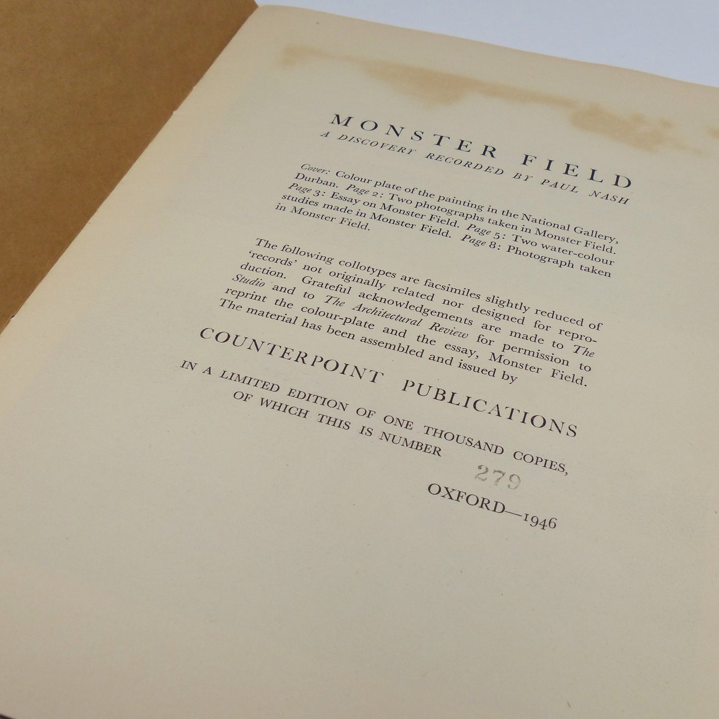 Paul Nash - Monster Field - Limited First Edition