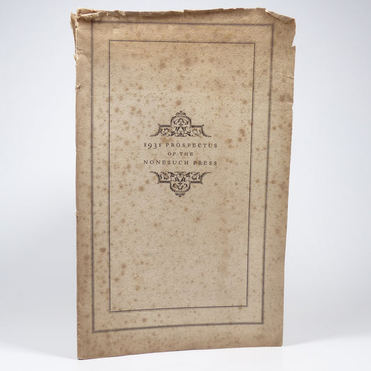 Various - 1931 Prospectus of the Nonesuch Press - First Edition
