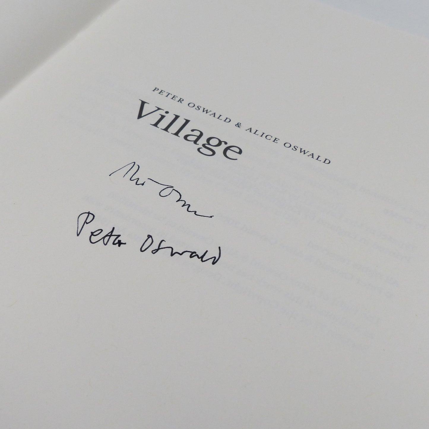 Peter & Alice Oswald - Village - Signed First Edition