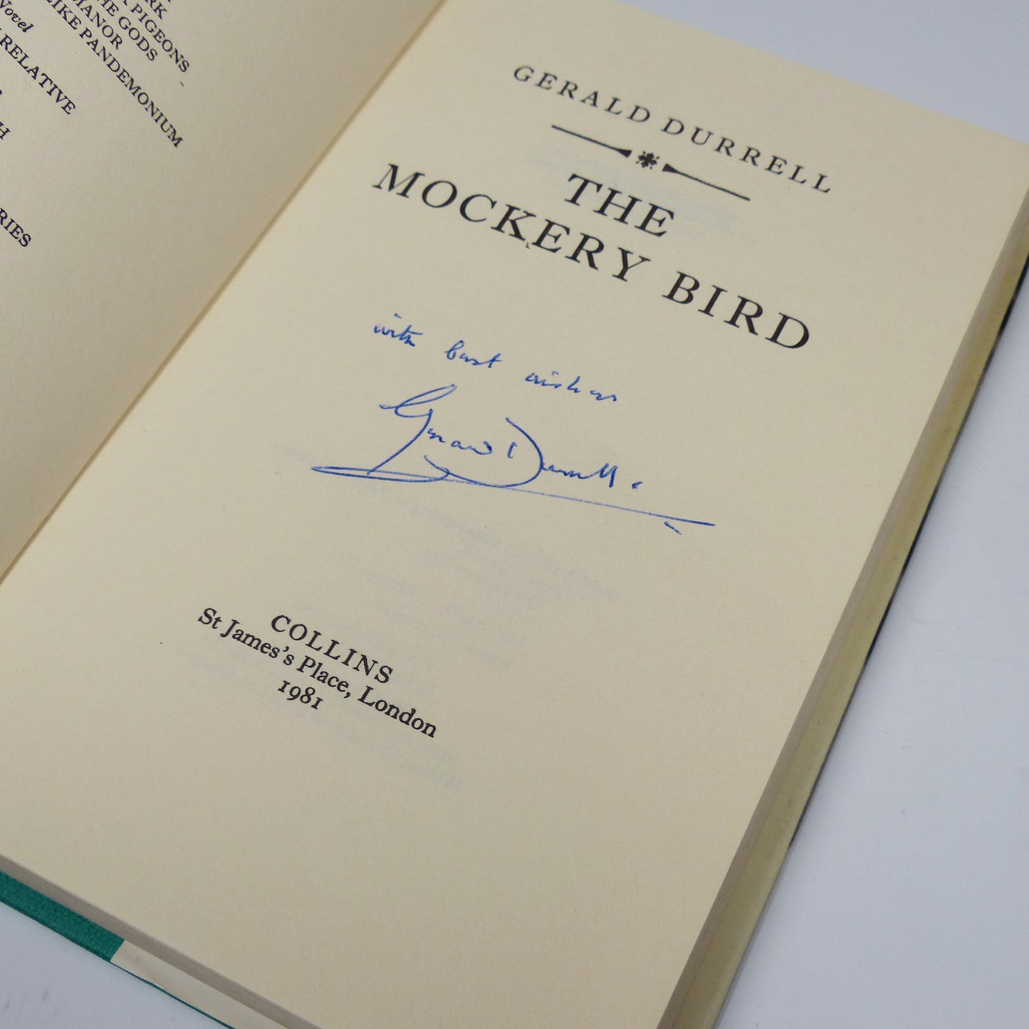 Gerald Durrell - The Mockery Bird - Inscribed First Edition