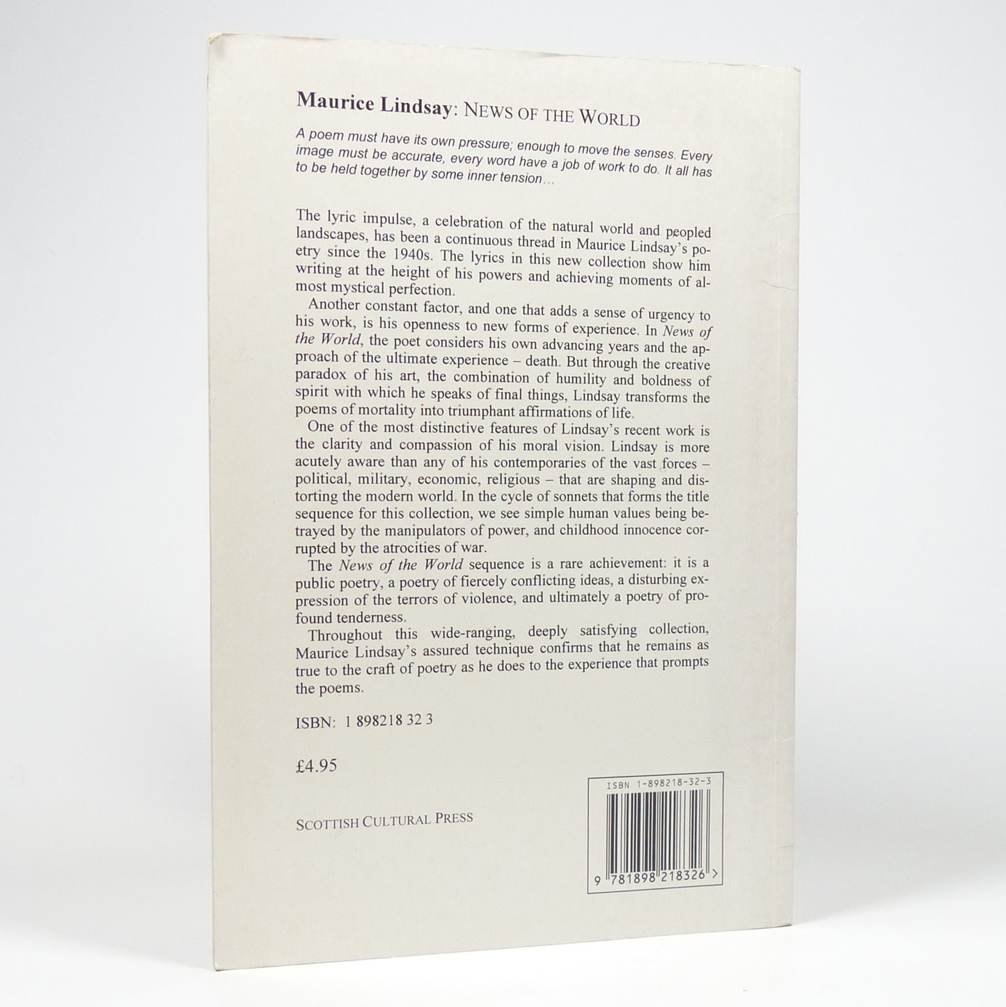 Maurice Lindsay - News of the World - First Edition