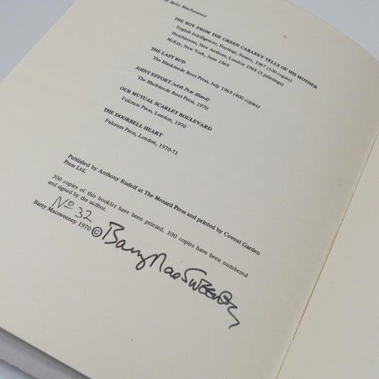Barry MacSweeney - Elegy for January - Signed Limited First Edition