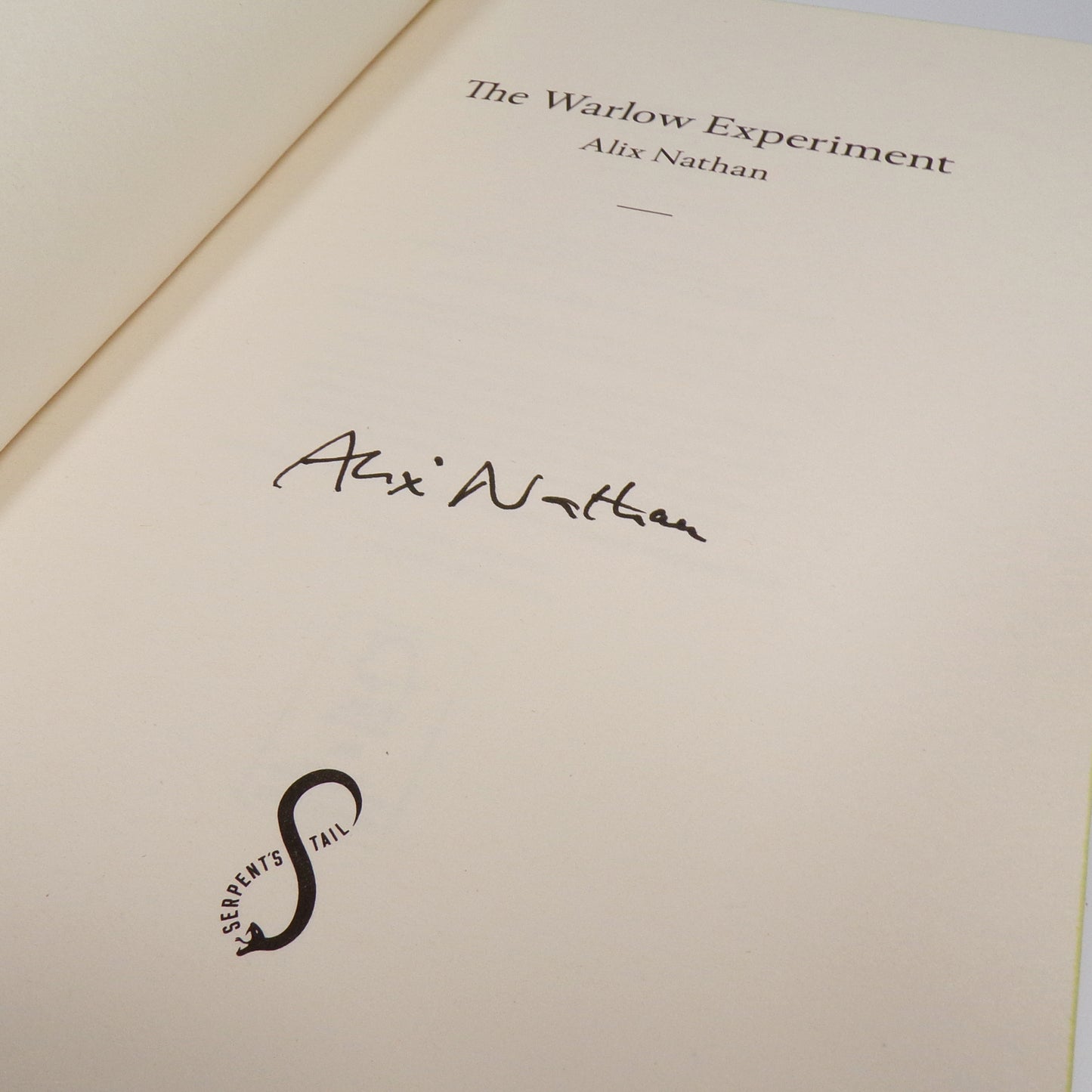 Alix Nathan - The Warlow Experiment - Signed First Edition