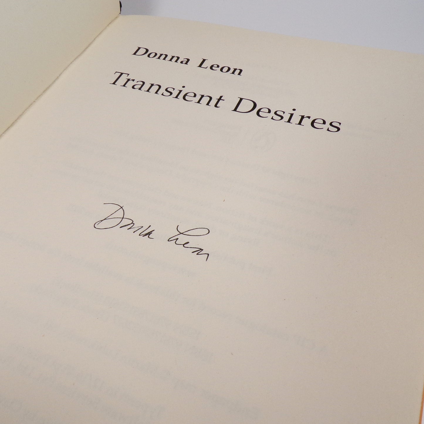 Donna Leon - Transient Desires - Signed First Edition