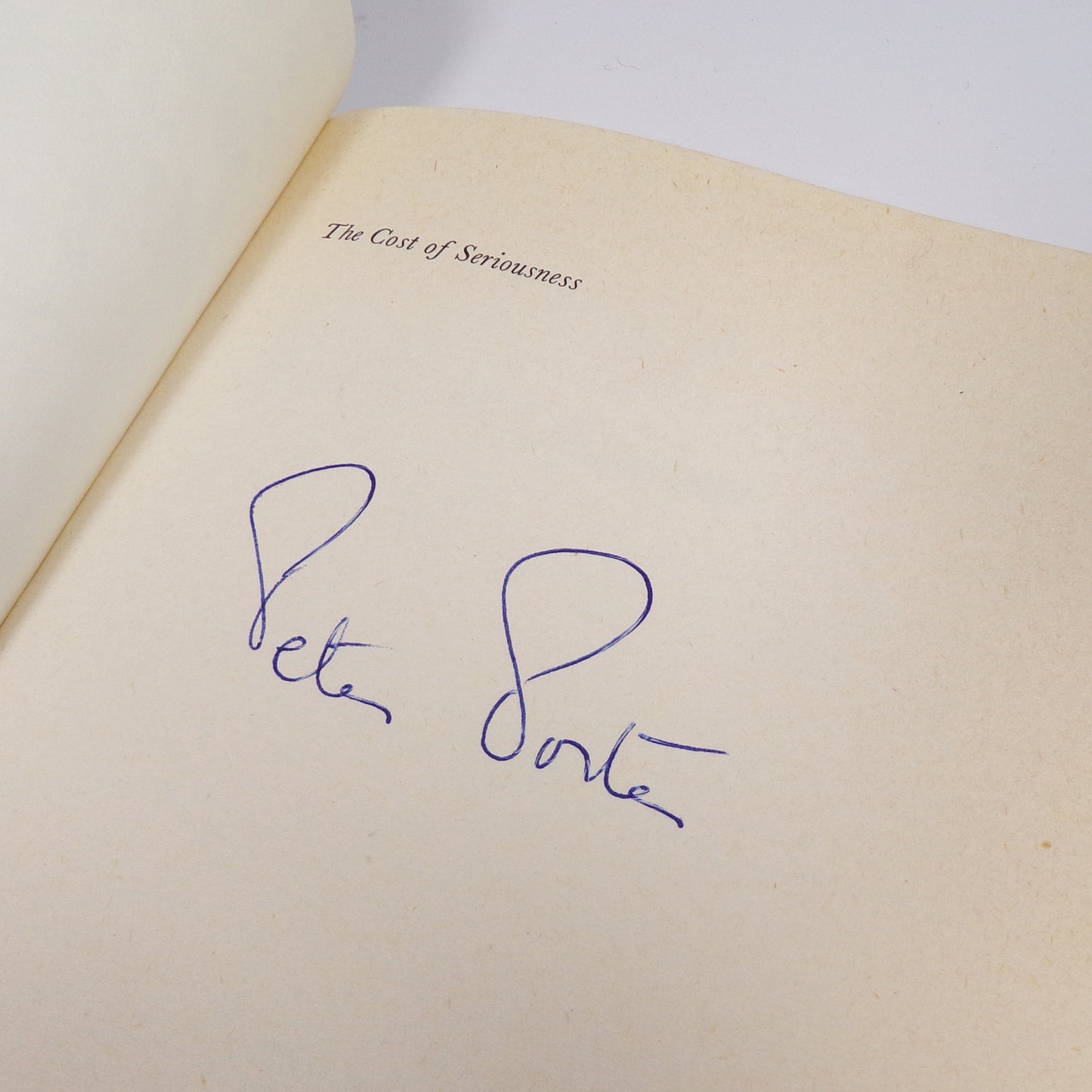 Peter Porter - The Cost of Seriousness - Signed First Edition