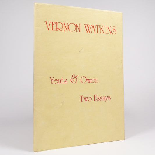 Vernon Watkins - Yeats & Owen - First Edition