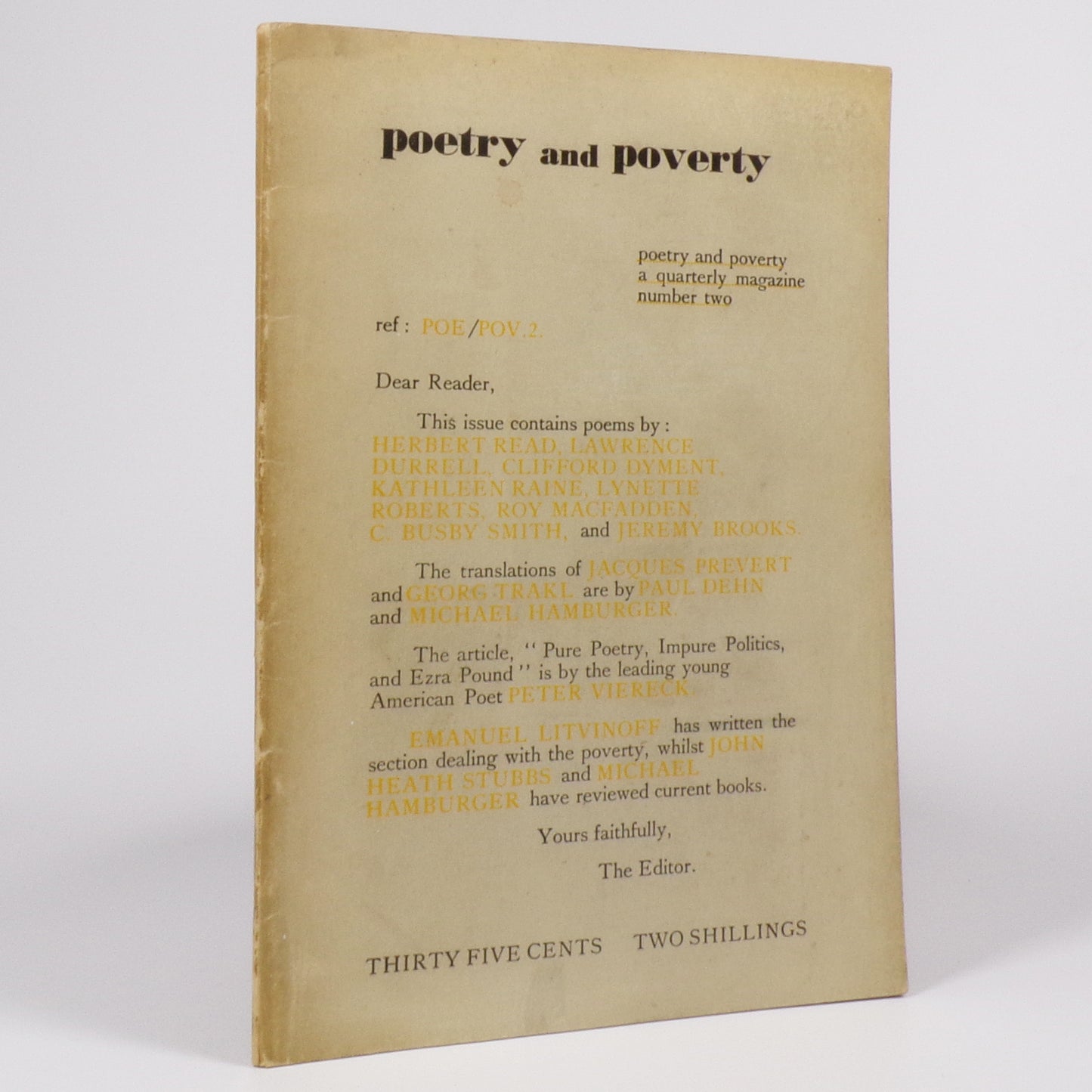 Various - Poetry and Poverty: No. Two - First Edition