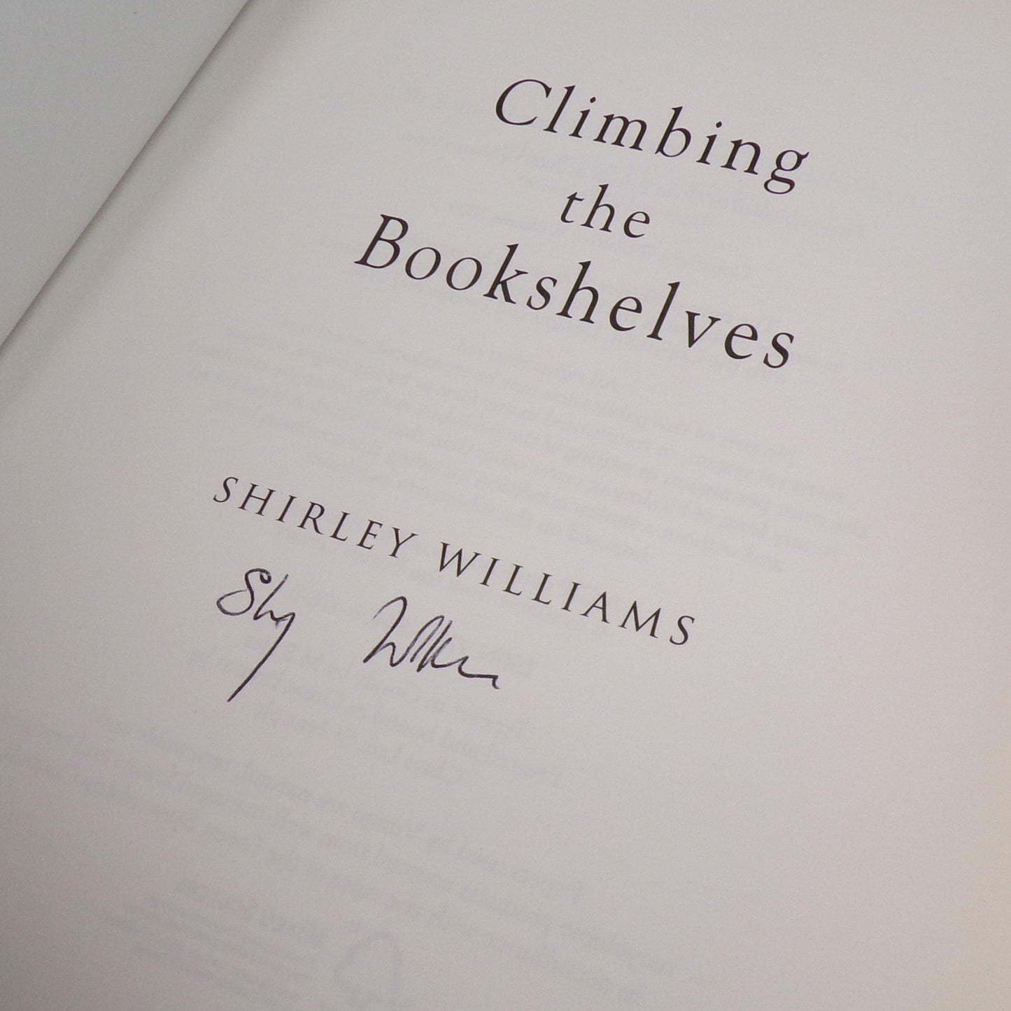 Shirley Williams - Climbing the Bookshelves - Signed