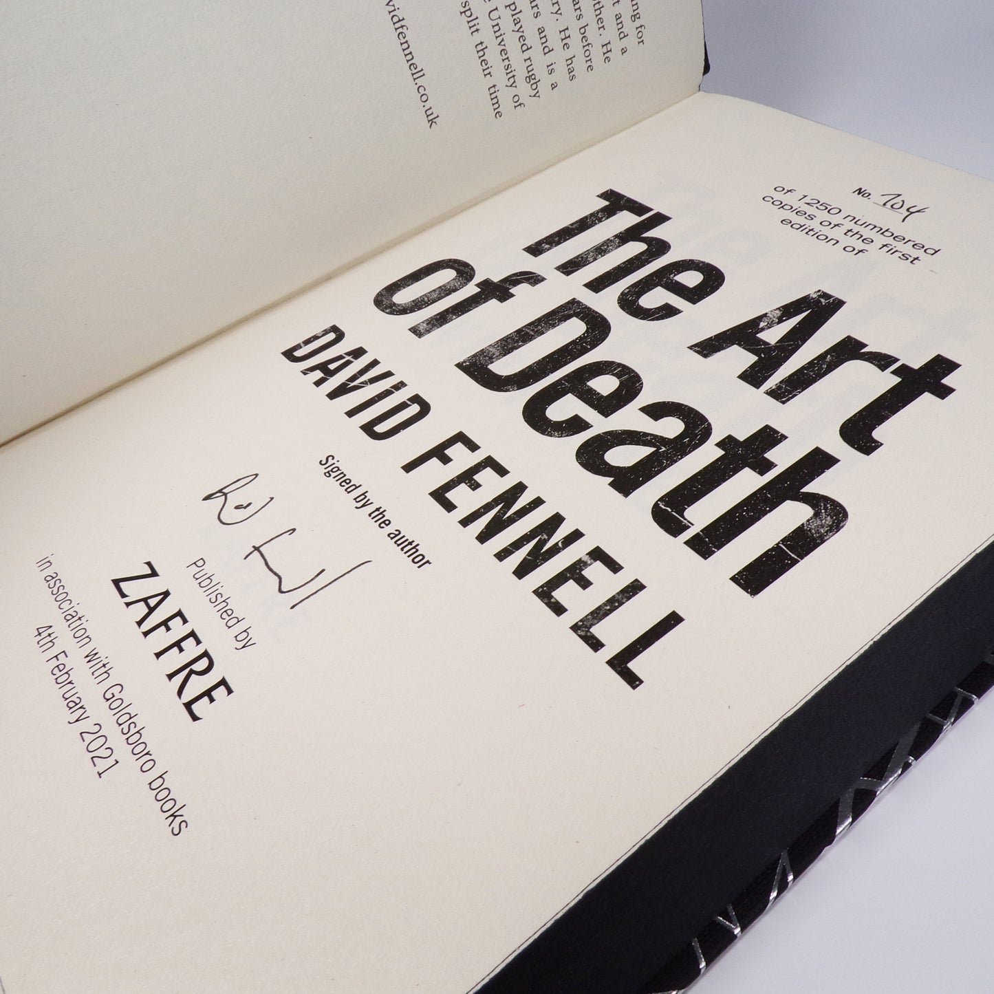 David Fennell - The Art of Death - Signed First Edition