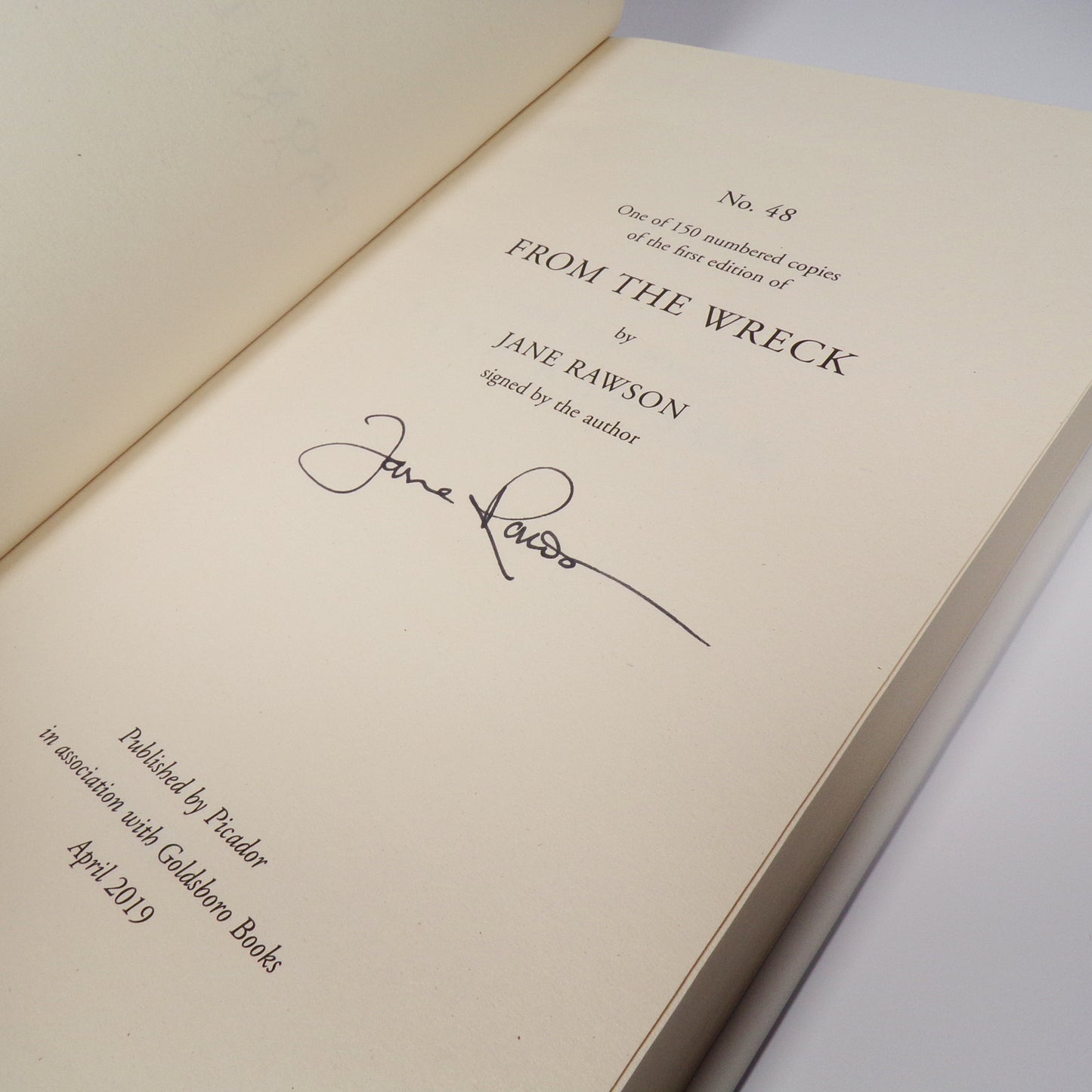 Jane Rawson - From the Wreck - Signed First Edition